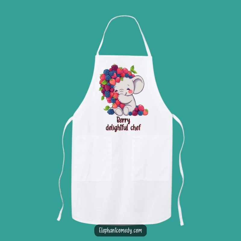 Funny Elephant Berry Hug Apron: Sweet Grey Elephant Kitchen Gift