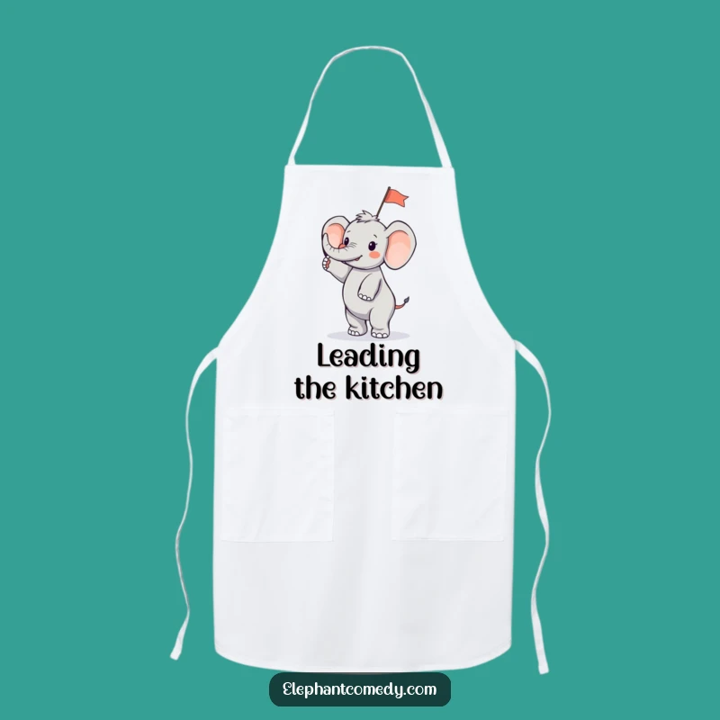 Funny Tiny Elephant Apron: Waving Flag Elephant Kitchen Gift