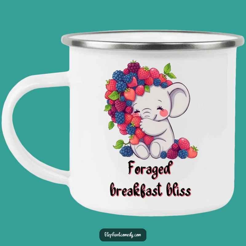 Funny Elephant Berry Hug Camping Mug: Sweet Grey Elephant Outdoor Gift