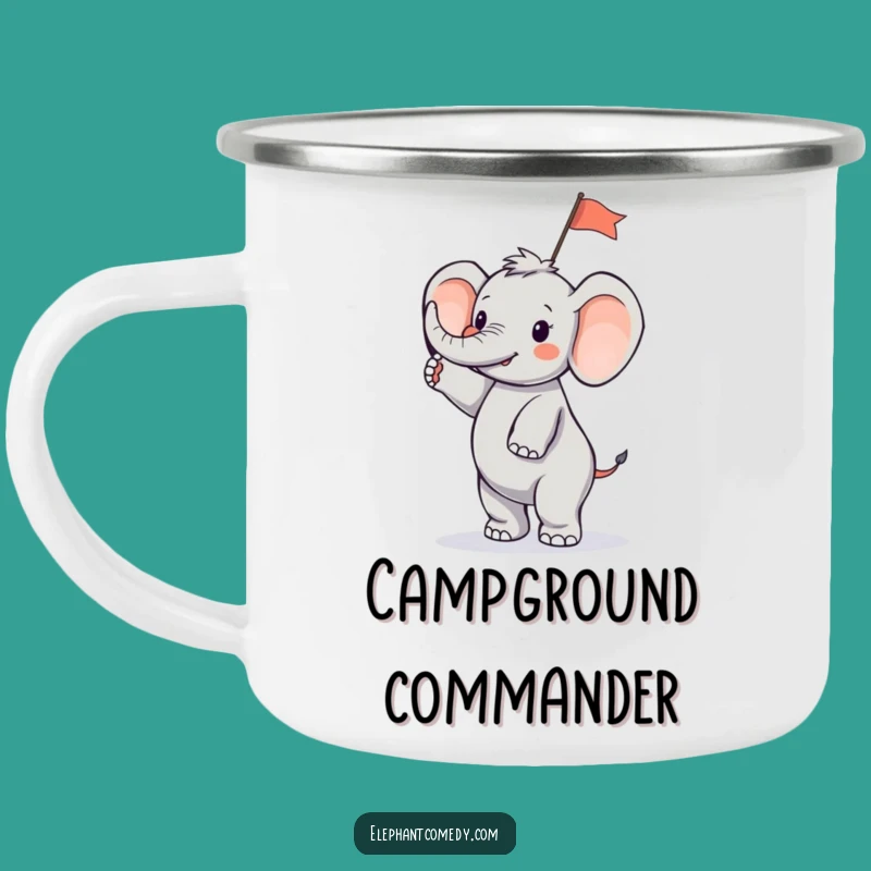 Funny Tiny Elephant Camping Mug: Waving Flag Elephant Outdoor Gift
