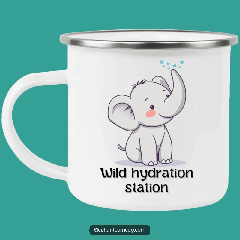 Funny Elephant Camping Mug: Cute Cartoon Grey Elephant Water Spray Outdoor Gift