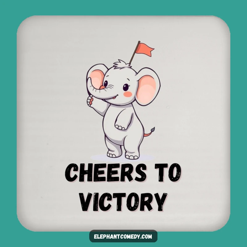 Funny Tiny Elephant Drink Coaster: Waving Flag Elephant Set Gift