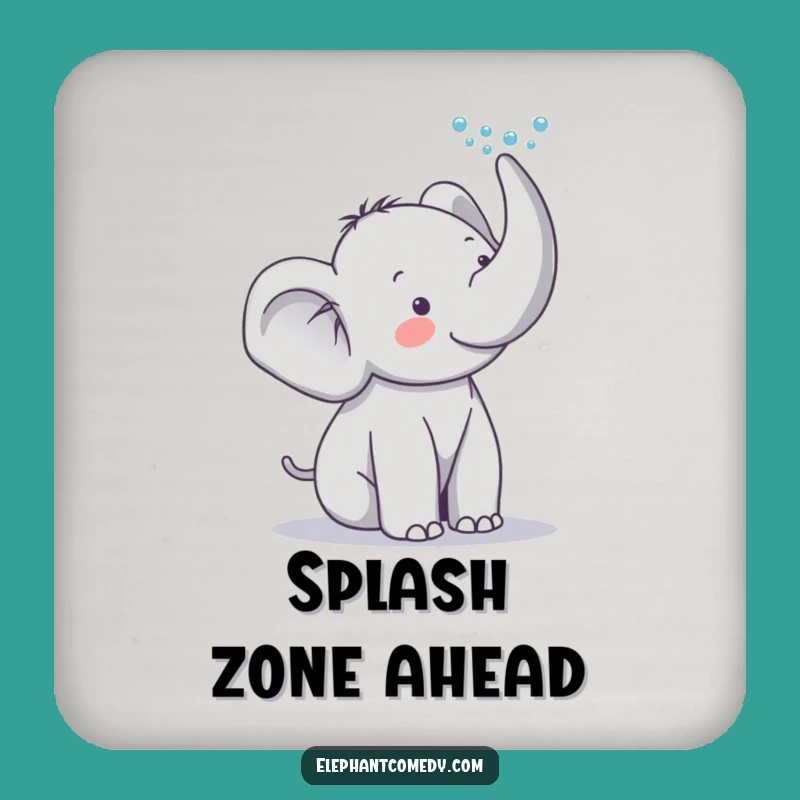 Funny Elephant Drink Coaster: Cute Cartoon Grey Elephant Water Spray Set Gift