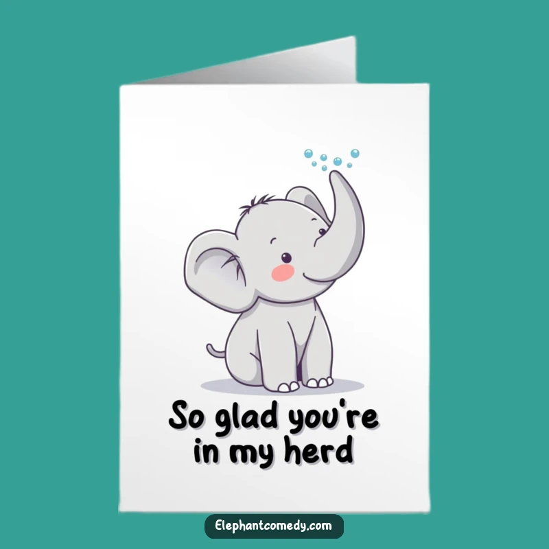 Free Printable Thank You Card: Cute Elephant Sprays Water, Grateful Downloadable Design