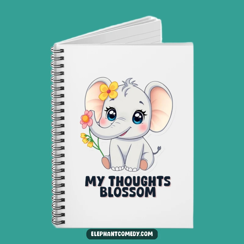 Funny Baby Elephant Notebook: Cute Trumpeting Elephant Flower Journal Gift