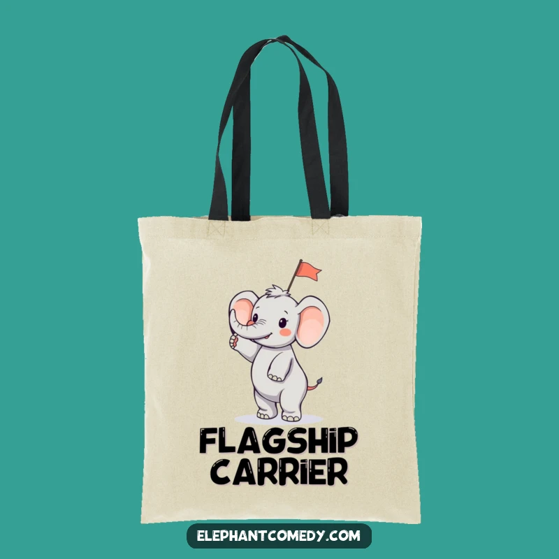 Funny Tiny Elephant Tote Bag: Waving Flag Elephant Carryall